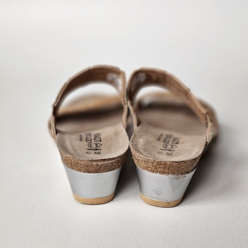 NAOT Royalty Cork Banded Wedge Slide Sandals Gold EU 39 US 8 Comfort - Picture 6 of 14
